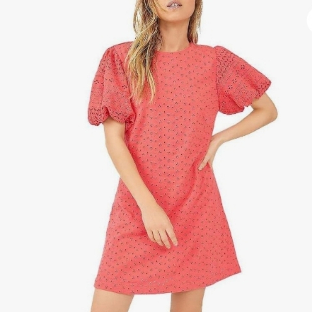 Free People NWTs Apricot Rose Eyelet Mini Dress